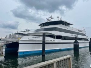 Seastreak's Courageous is the largest and fastest high-speed passenger catamaran operating in the U.S.