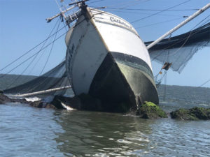 grounded fishing boat