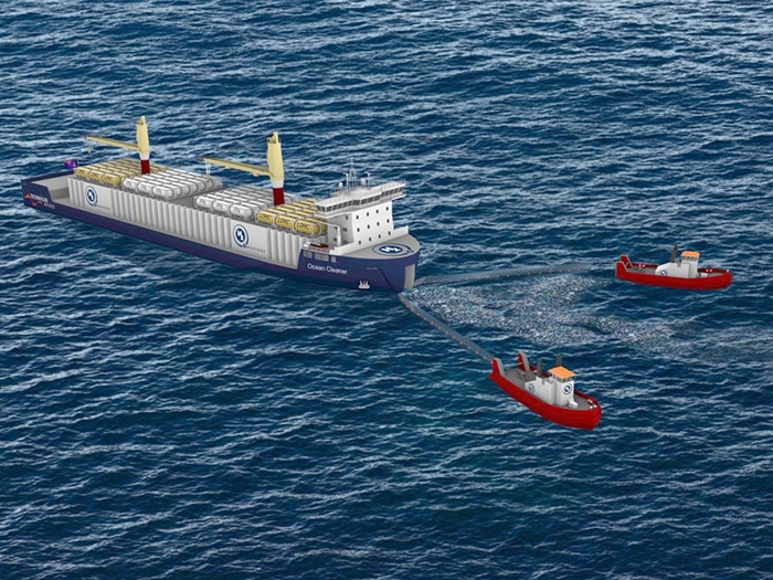 The ship that’s being designed to deal with ocean plastic pollution would be more than 150 meters in length.