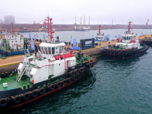 RAmparts 3400 tugs at quayside for naming ceremony