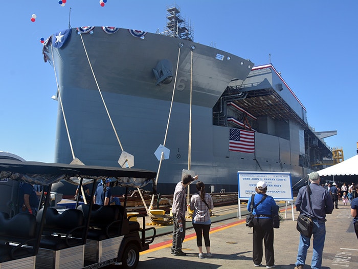 Expeditionary sea base ship at shipyard