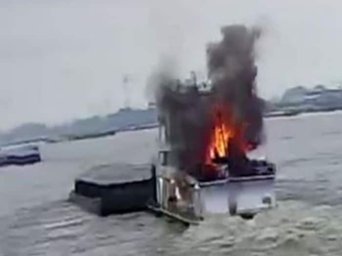 Towboat engine room fire