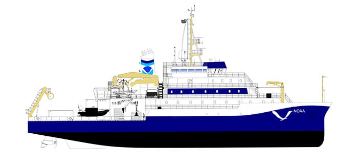 Profile drawing of oceanographic research ship