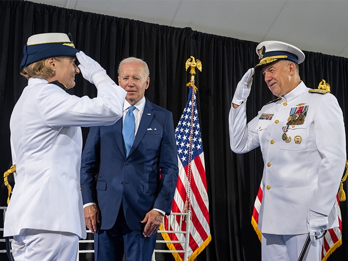change of command ceremony Admiral Linda L/ Fagan succeeds Schultz