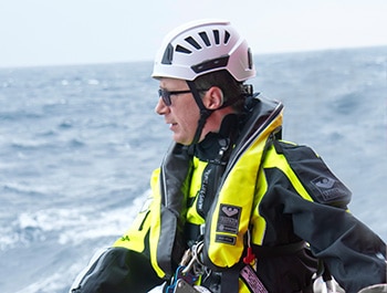 Man in offshore wind personal protective equipment from Viking Life Saving