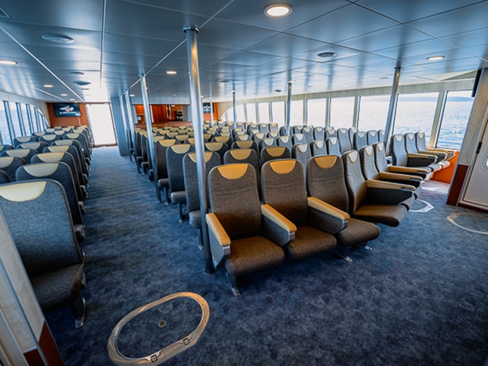 Interior of whale-watching vessel