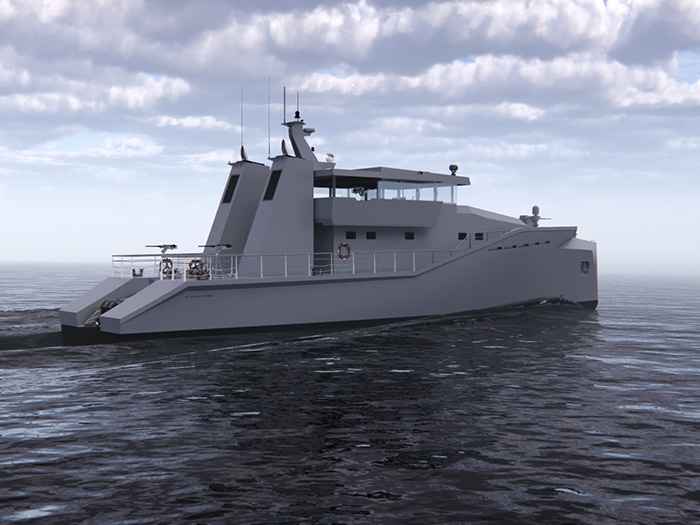 Stern view of Metal Shark patrol craft