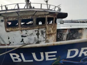 Blue Dragon wheelhouse exterior post-fire