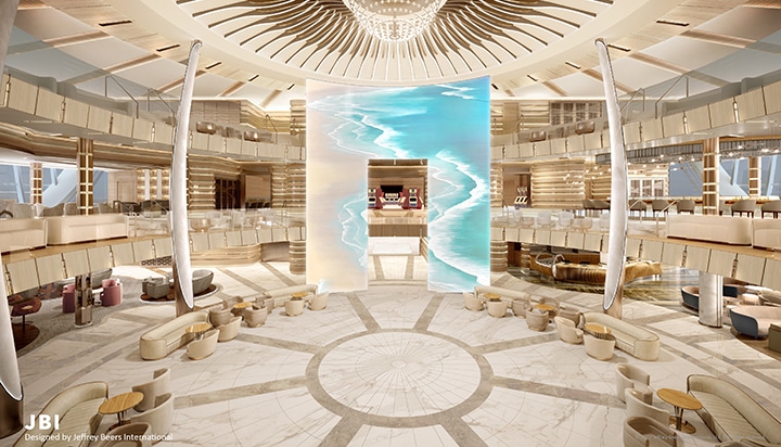 Three story piazza is one of Sun Princess's dramatic architectural features