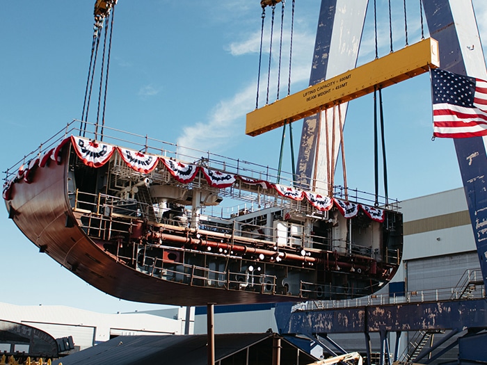Philly Shipyard lays keel for second NSMV coaching ship NSMV grand block