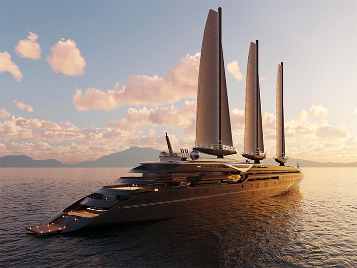 Wind assisted cruise ship