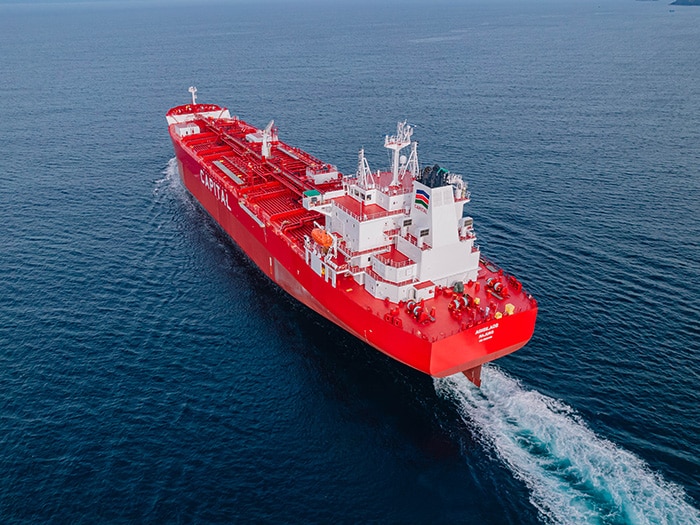 Ready for anything, including LNG fueling and high voltage, 50,000 dwt M/T Agisilaos is a future-proof tanker