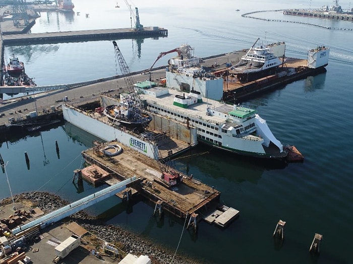 ship repair work underway