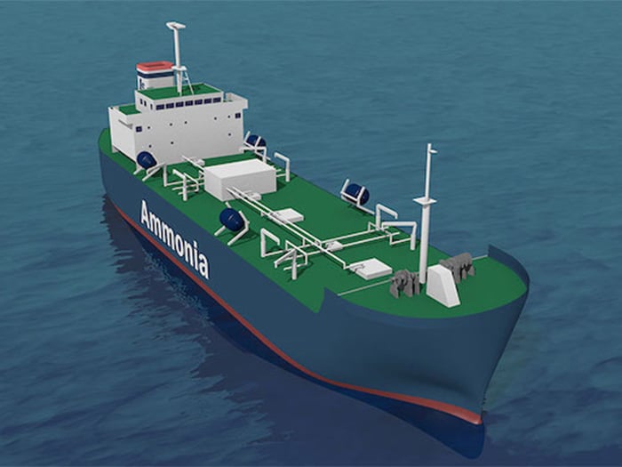 Rendering of ammonia bunkering vessel