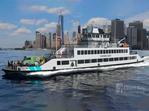 Rendering of new Governors Island battery-hybrid ferry