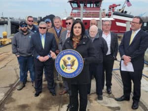 Malliotakis with tug and barge industry people