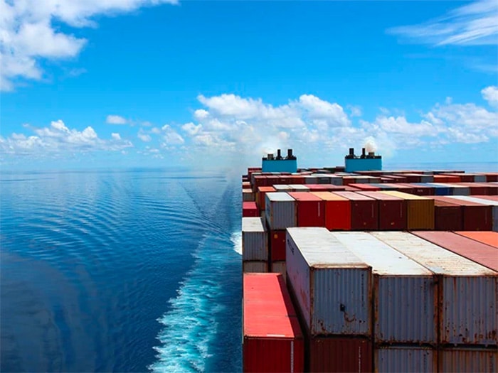 Cargo ship on the ocean