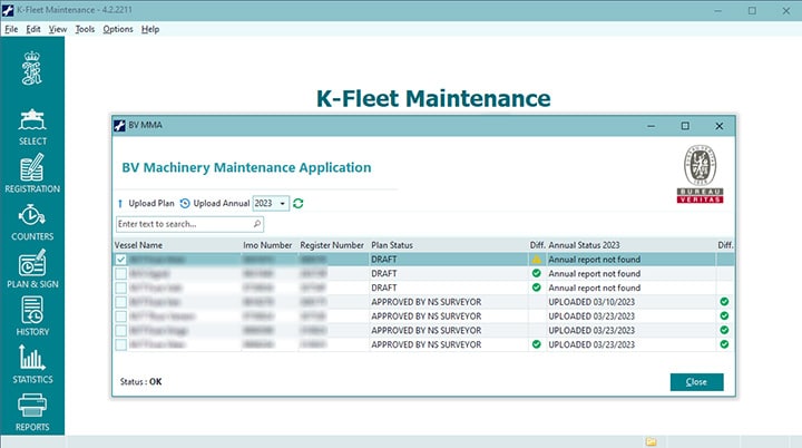 Machinery maintenance data ready to send