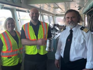 Captain Piotr Szczesniak brought the first ship of the international sseason into Ports of Indiana-Burns Harbor