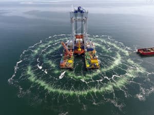 bubble curtain seen around offshore vessel