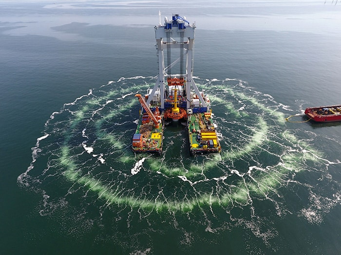 bubble curtain seen around offshore vessel