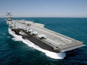 Welin Lambie davit equipped aircraft carrier
