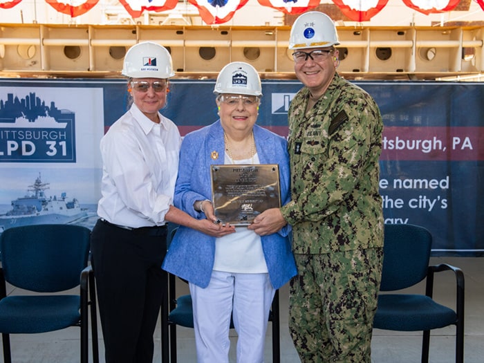 Ships sponsor at USS Pittsburgh (LPD 31) keel laying