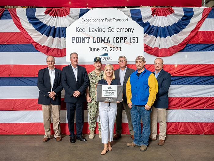 EPF Flight II keel laying group photograph