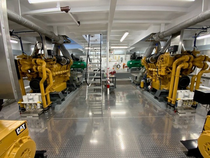 Engine room of Marine Chartering towboat