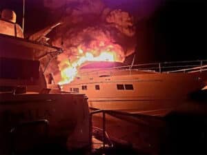 Oily rag fire engulfs yacht