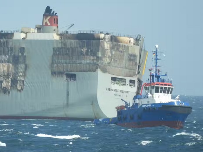 burning car carrier