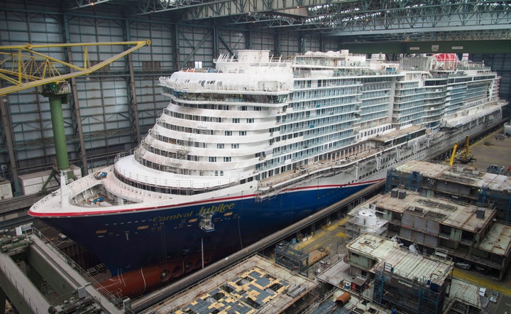 Carnival Jubilee prior to leaving the Meyer Werft building hall
