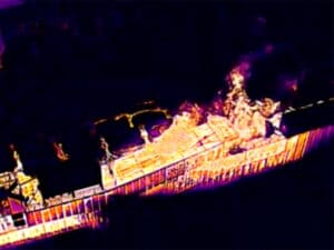 Port Newark ship fire thermal imaging
