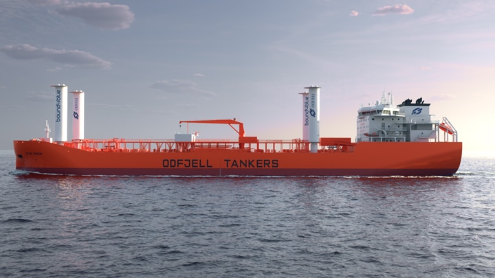 Tanker fitted with suction sail syste,