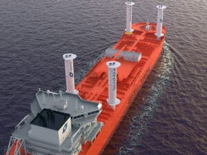 Tanker fitted with suction sail technology