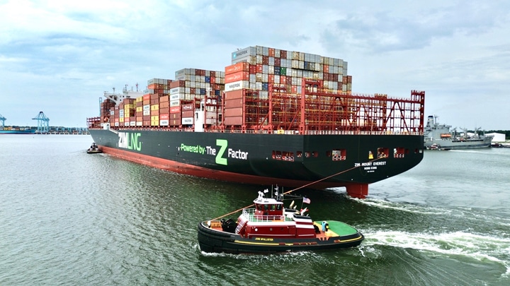 Jane McAllister tug working Zim containership