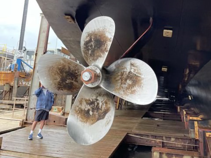 Maine State Ferry vessel rudder following groinding