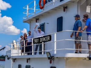 M/V Troy Bernier was christened with a traditional bottle break