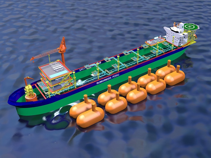 Rendering of floating carbon storage and injection unit (FCSIU)