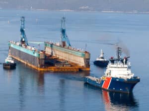 Jamaica's first floating dry dock under tow