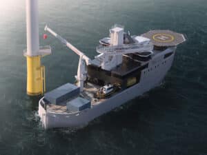 Gray vessel with Seaonics rane and gangway