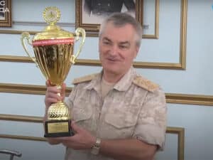 "Dead admiral" awards soccer trophy
