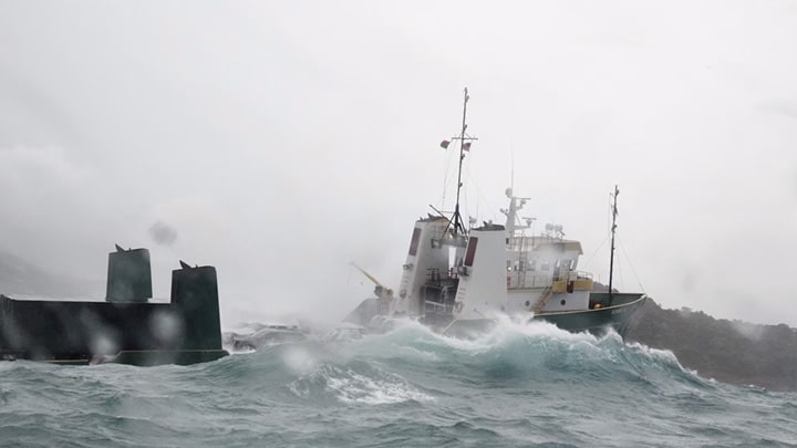 grounded cargo vessel