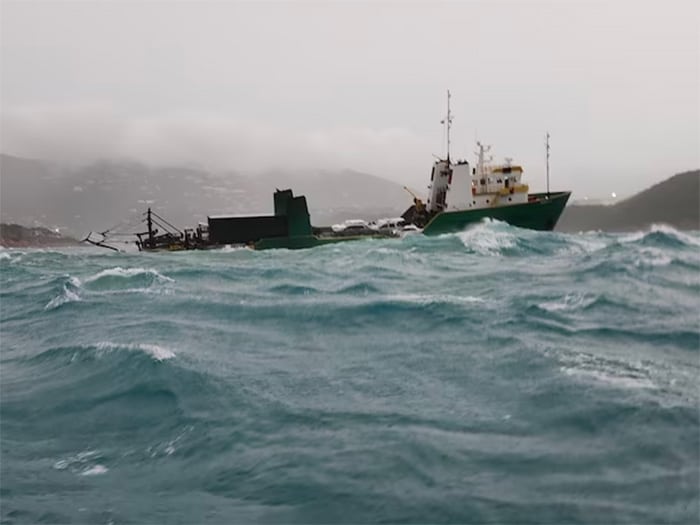 grounded cargo vessel