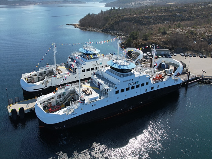 Two of electric ferry pioneer Fjord1's vessels