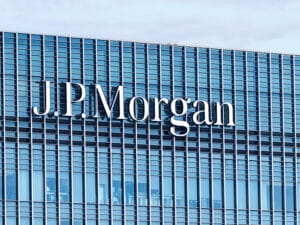 J.P. Morgan logo on building