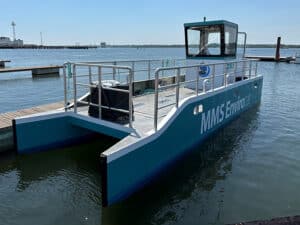 all-electric workboat on the water