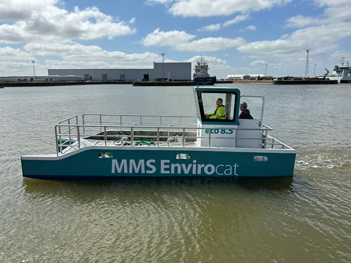 all-electric workboat on the water