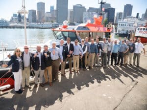 San Francisco Bar Pilots in front of their new pilot vessel, Golden Gate.