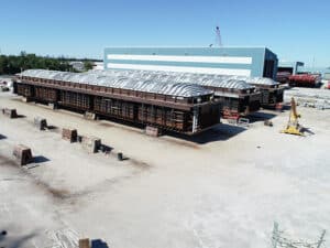 hopper barges at shipyard